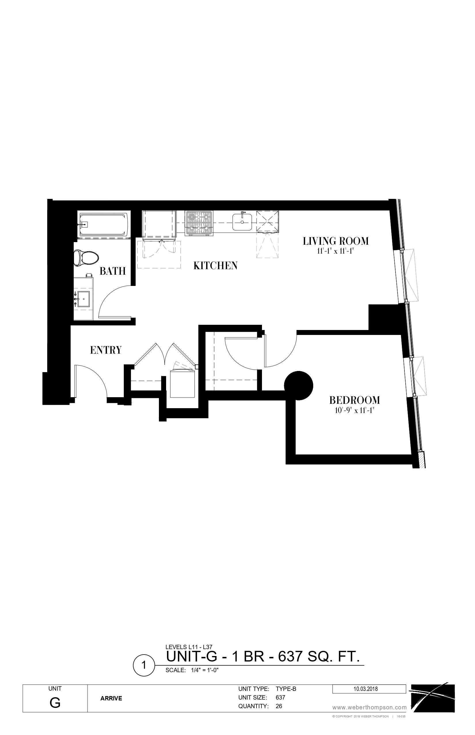 A black and white image of a floor plan for a living room, kitchen, and bedroom.