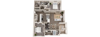 a floor plan of a two bedroom apartment with a living room and office space