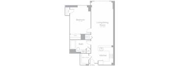 A2 One Bedroom One Bath Foor Plan | 777 Sq. Ft. at Amelia, Quincy