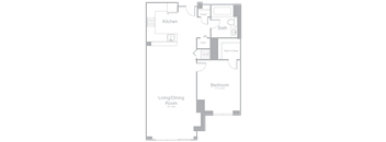 A1 One Bed, One Bath Floor Plan | 767 Sq. Ft. at Amelia, Quincy, MA