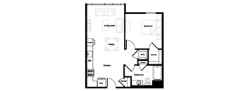 1 bed 1 bath 1C - 1C AHP Floor Plan | 680-730 Sq. Ft. at L Seven, CA 94103