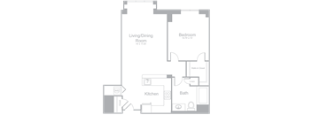 A3 One Bedroom One Bath Floor Plan | 782 Sq. Ft. at Amelia, Massachusetts