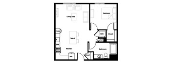 1 bed 1 bath 1D - 1D AHP Floor Plan | 741 Sq. Ft. at L Seven, San Francisco, 94103
