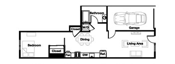 1 bed 1 bath 1E Floor Plan | 1,023 Sq. Ft. at L Seven, San Francisco, 94103