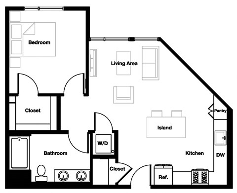 1 bed 1 bath 1F Floor Plan | 757 Sq. Ft. at L Seven, California