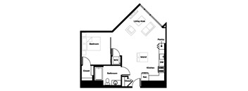 1 bed 1 bath 1G - 1G AHP Floor Plan | 757 Sq. Ft. at L Seven, San Francisco, CA