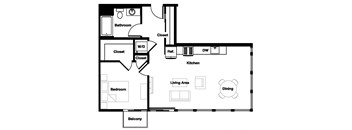 1 bed 1 bath 1J - 1J AHP Floor Plan | 763-791 Sq. Ft. at L Seven, San Francisco, California 94103