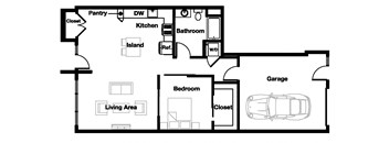 1 bed 1 bath 1Q Floor Plan | 1,266 Sq. Ft. at L Seven, San Francisco, California 94103