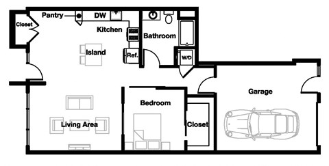 1 bed 1 bath 1Q Floor Plan | 1,266 Sq. Ft. at L Seven, San Francisco, California 94103