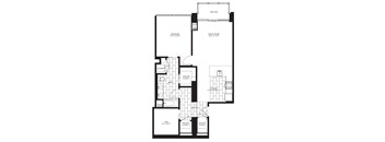 1 Bed 1 Bath Floorplan h at Flair Tower Apartments, Chicago, IL 60654