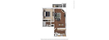 1 bed 1 bath floor plan at 2000 Lake Washington Apartments, Renton