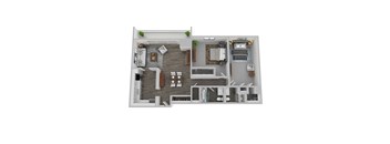 2 Bed 2 Bath Floor Plan | 1,150 Sq. Ft. at The Rays at Vegas Towers Apartments, Las Vegas, 89119