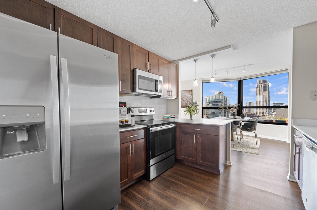 Stainless-Steel Kitchen Appliances at North Harbor Tower in Chicago, IL