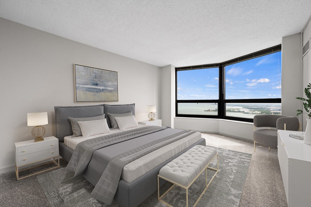 Plush Bedroom Carpeting at North Harbor Tower in Chicago, IL