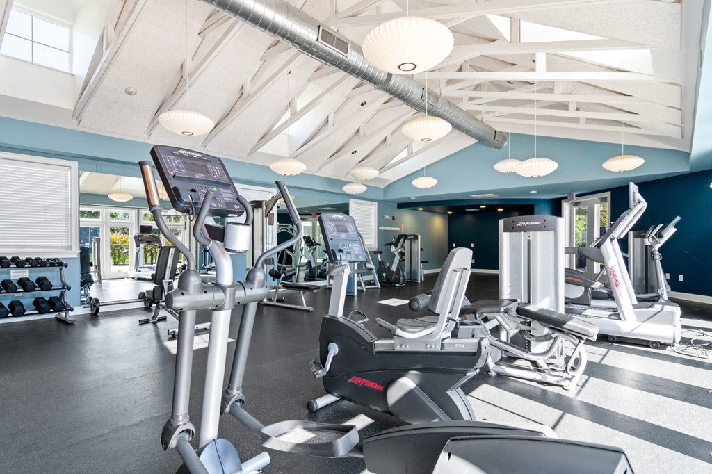 Plenty of cardio equipment at Rosemont Square Apartments, Randolph, MA