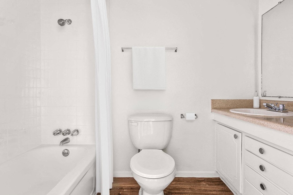 Bright White Bathroom at Chevy Chase in Austin, TX