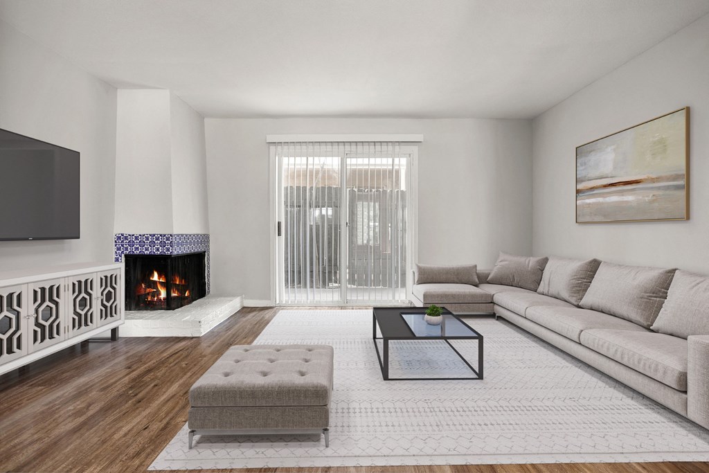 Living Room with Fireplace at Chevy Chase in Austin, TX