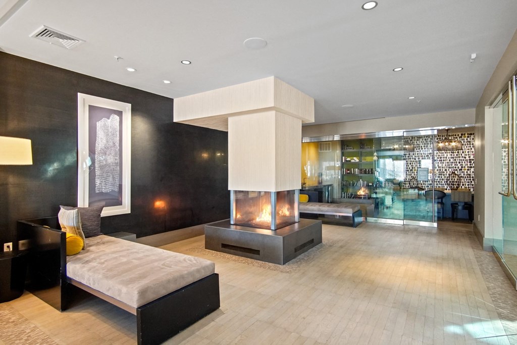 Indoor Fireplace in the Resident Lounge at the Heights at Glen Mills in Glen Mills, PA