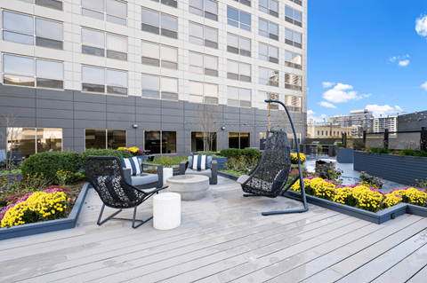 Comfortable Patio Seating at Presidential Towers in Chicago, IL