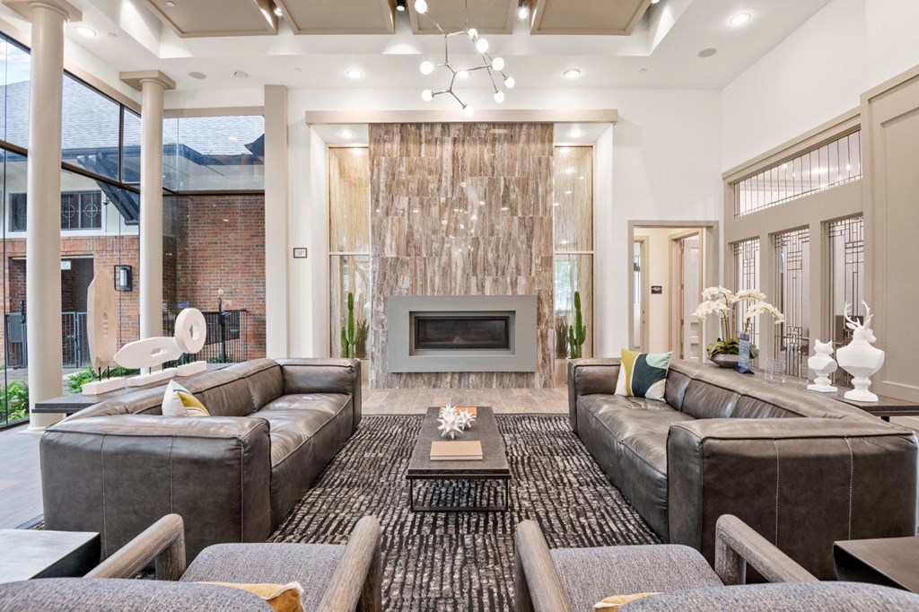 Comfortable seating in leasing office at Mission Gate in Plano TX