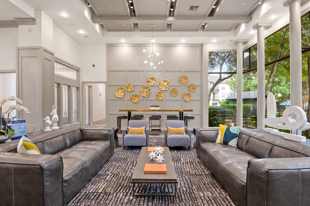 Comfortable seating in leasing office at Mission Gate in Plano TX