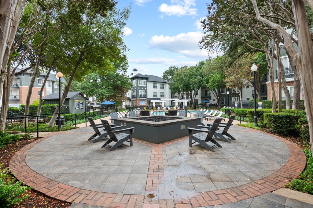 Community outdoor firepit at Mission Gate in Plano TX