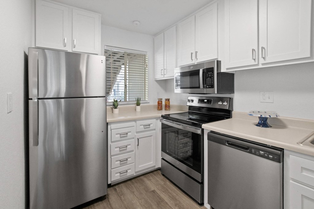 Stainless-steel appliances at Bay Village in Vallejo, CA