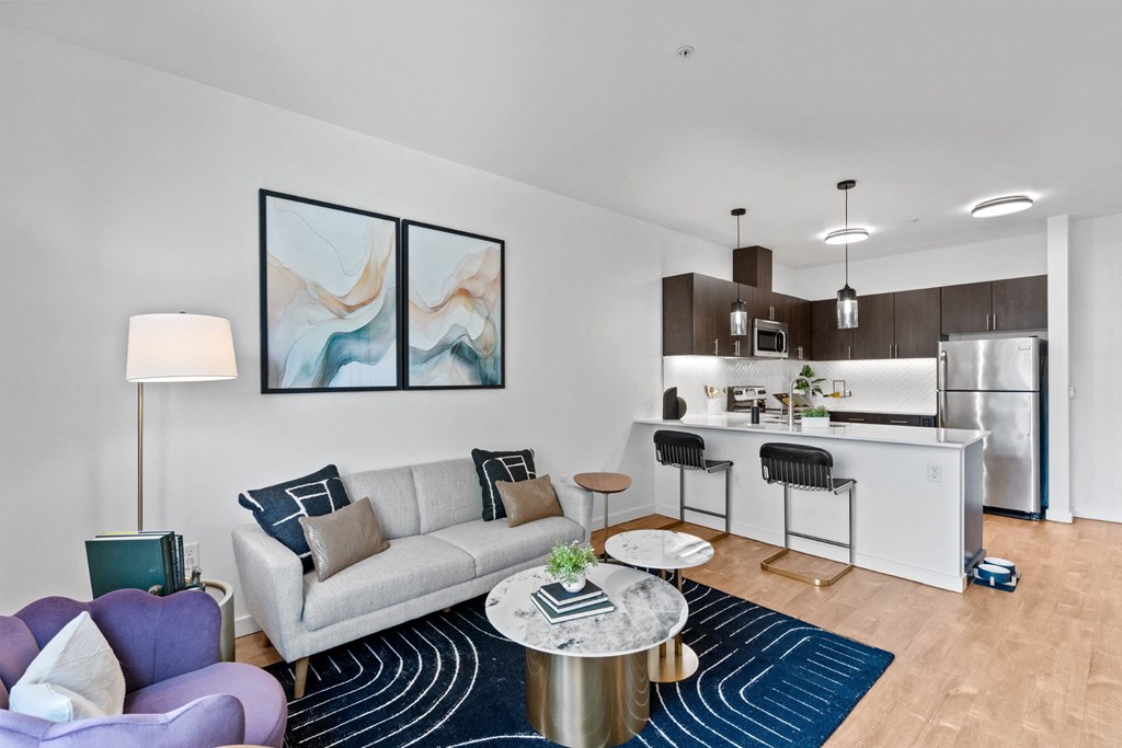 Living Room at The Parker Apartments in Portland, OR 97209