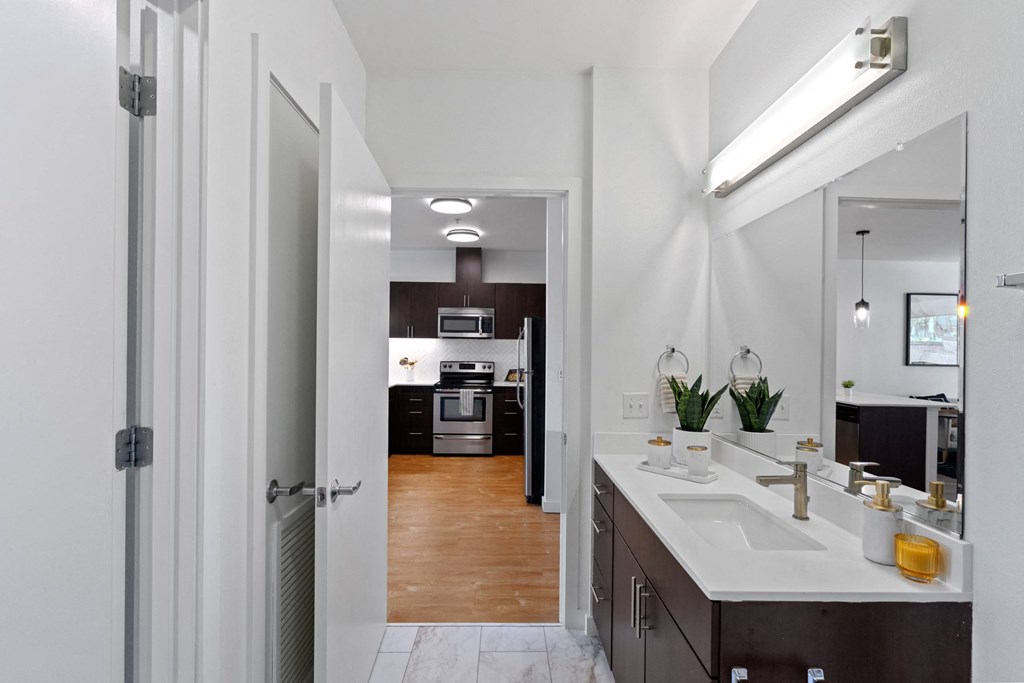 Bathroom at The Parker Apartments in Portland, OR 97209
