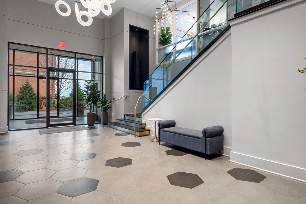Entryway at The Amelia Apartments in Quincy, MA