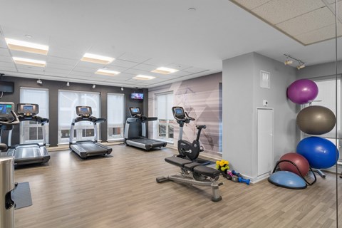 Cardio equipment at The Amelia Apartments in Quincy, MA