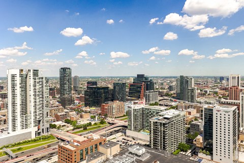 a view of the city from the top of a building at Presidential Towers in Chicago, IL 60661