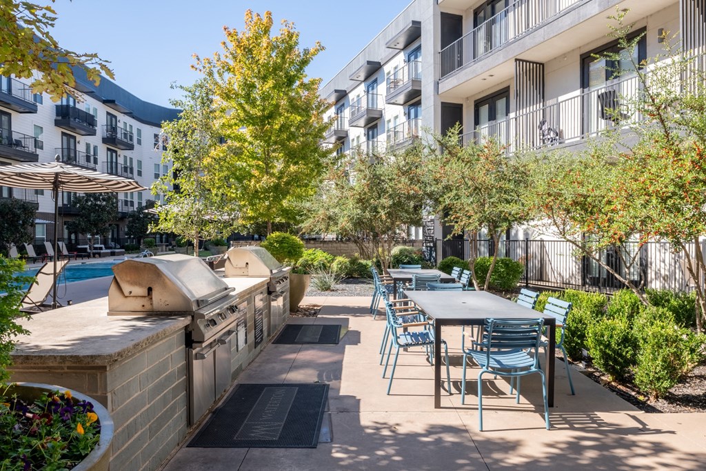 Outdoor BBQ Grilling Space at Abstract at Design District in Dallas TX, 75207