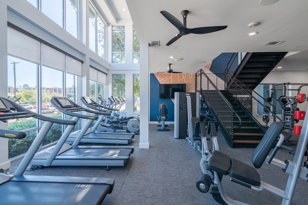 Cardio Equipment in the Fitness Center at Abstract at Design District in Dallas TX, 75207