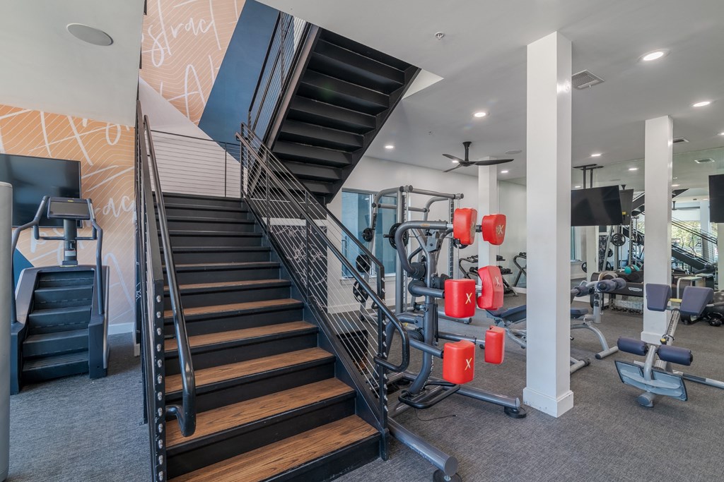 Two-Story Fitness Center at Abstract at Design District in Dallas TX, 75207