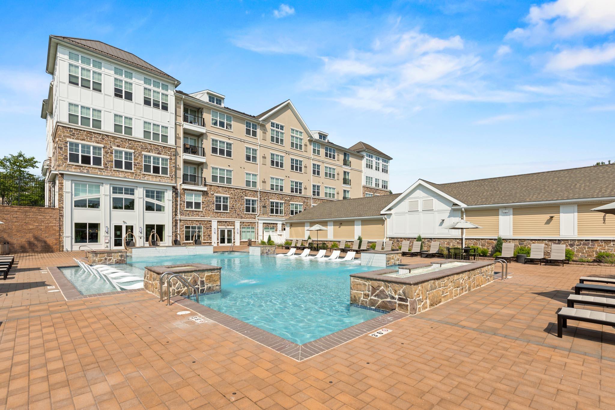 Outdoor Saltwater Pool at Heights at Glen Mills Apartments in Glen Mills, PA 19342