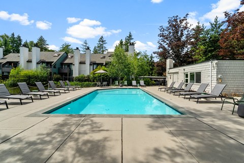 Sparkling Outdoor Pool at The Lakes Apartments in Bellevue, WA 98007