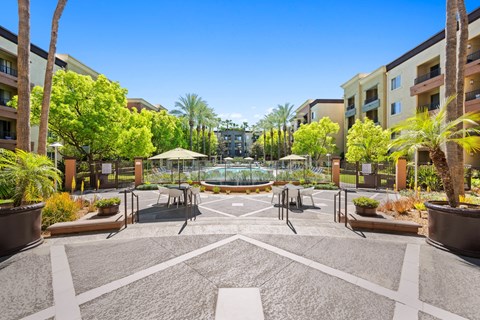Resort Style Pool Deck at The Kitt at Warner Center Apartments in Woodland Hills, CA 91303
