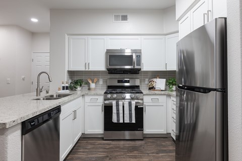 Updated Kitchen at The Kitt at Warner Center Apartments in Woodland Hills, CA 91303