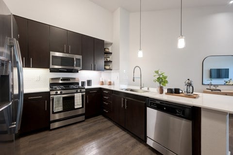 Updated Kitchen at Sorrel at Warner Center Apartments in Woodland Hills, CA 91367