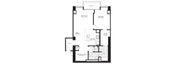 1 Bed 1 Bath Floorplan F at Flair Tower Apartments, Chicago