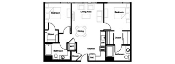 2 bed 2 bath 2B - 2B AHP Floor Plan | 984-988 Sq. Ft. at L Seven, California