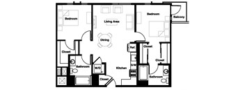2 bed 2 bath 2C - 2C AHP Floor Plan at L Seven, San Francisco