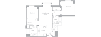 B4 Two Bedroom Two Bath Floor Plan | 1,097 Sq. Ft. at Amelia, Quincy