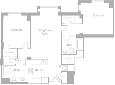B4 Two Bedroom Two Bath Floor Plan | 1,097 Sq. Ft. at Amelia, Quincy