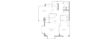 B7 Two Bedroom Two Bath Floor Plan | 1,261 Sq. Ft. at Amelia, Quincy