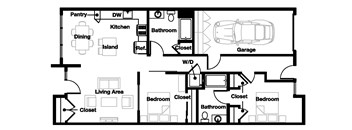 2 bed 2 bath 2F Floor Plan | 1,432-1,443 Sq. Ft. at L Seven, California, 94103