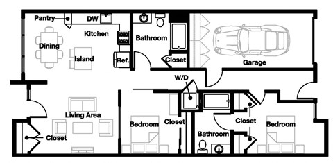 2 bed 2 bath 2F Floor Plan | 1,432-1,443 Sq. Ft. at L Seven, California, 94103