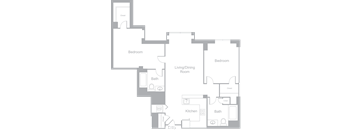 B3 Two Bedroom Two Bath Floor Plan | 1,094 Sq. Ft. at Amelia, Quincy, MA