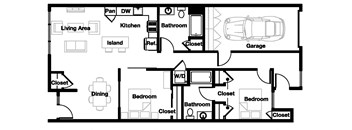 2 bed 2 bath 2K Floor Plan | 1,461-1,481 Sq. Ft. at L Seven, CA 94103